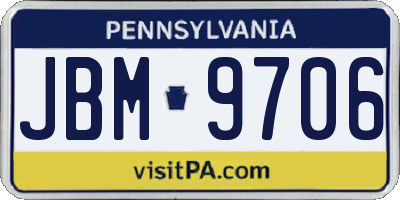 PA license plate JBM9706