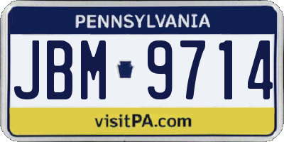 PA license plate JBM9714