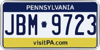 PA license plate JBM9723