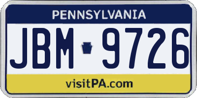 PA license plate JBM9726