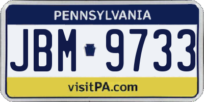 PA license plate JBM9733