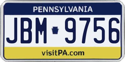 PA license plate JBM9756