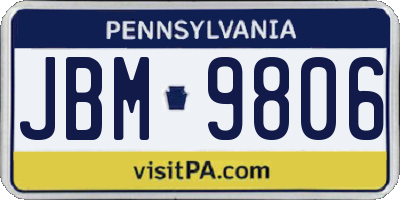 PA license plate JBM9806