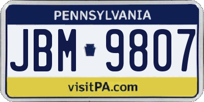 PA license plate JBM9807