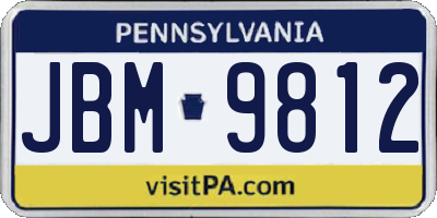 PA license plate JBM9812