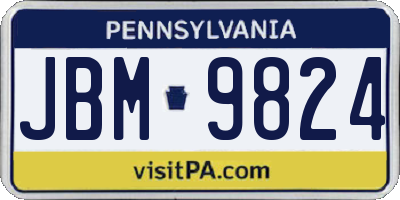 PA license plate JBM9824