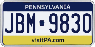 PA license plate JBM9830