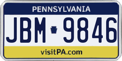 PA license plate JBM9846