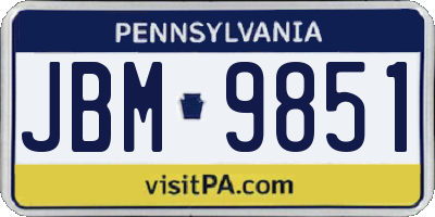 PA license plate JBM9851