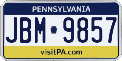 PA license plate JBM9857
