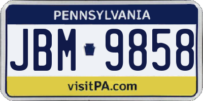 PA license plate JBM9858