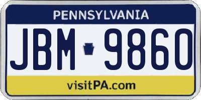 PA license plate JBM9860
