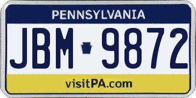 PA license plate JBM9872