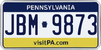 PA license plate JBM9873