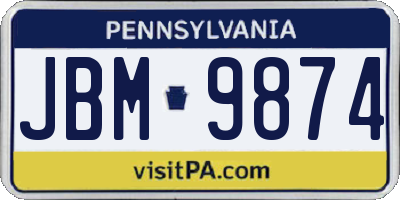 PA license plate JBM9874