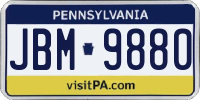 PA license plate JBM9880