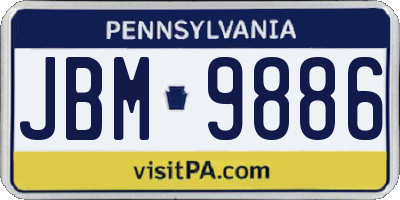 PA license plate JBM9886