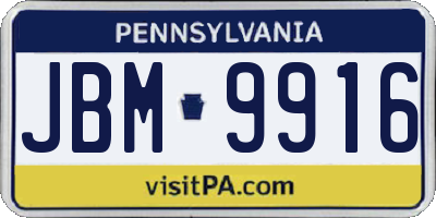 PA license plate JBM9916