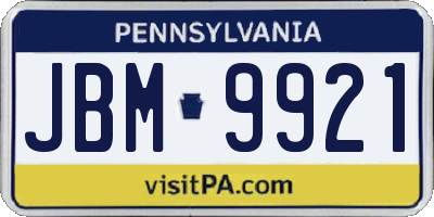 PA license plate JBM9921