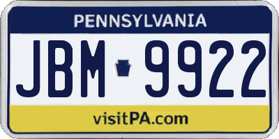 PA license plate JBM9922