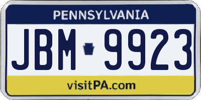 PA license plate JBM9923