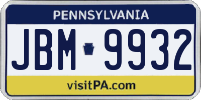 PA license plate JBM9932