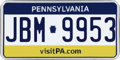 PA license plate JBM9953