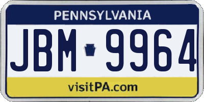 PA license plate JBM9964