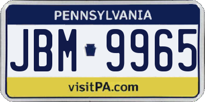 PA license plate JBM9965