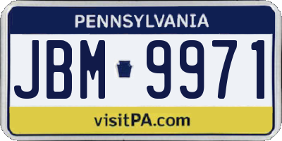 PA license plate JBM9971