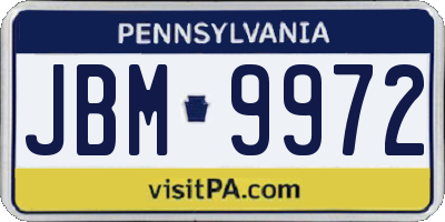 PA license plate JBM9972