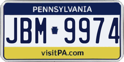 PA license plate JBM9974