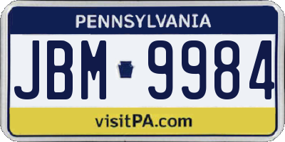PA license plate JBM9984