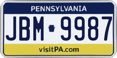 PA license plate JBM9987