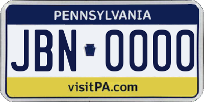 PA license plate JBN0000