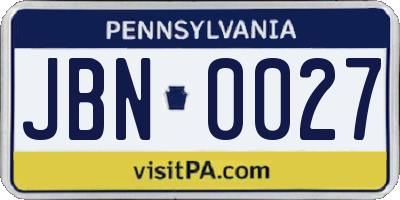 PA license plate JBN0027