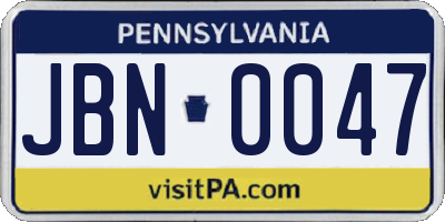 PA license plate JBN0047