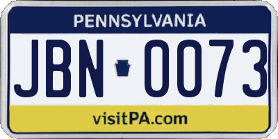 PA license plate JBN0073