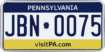 PA license plate JBN0075