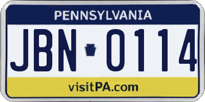 PA license plate JBN0114