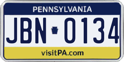 PA license plate JBN0134