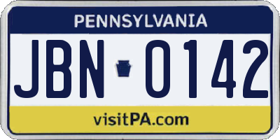 PA license plate JBN0142