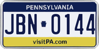 PA license plate JBN0144