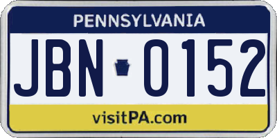 PA license plate JBN0152