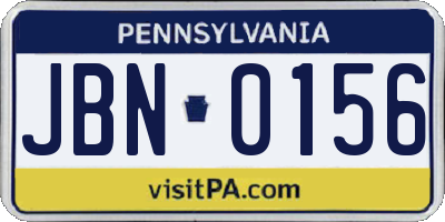 PA license plate JBN0156