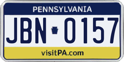 PA license plate JBN0157