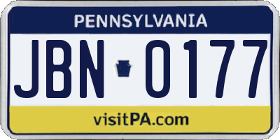 PA license plate JBN0177