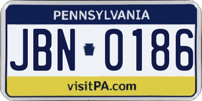 PA license plate JBN0186