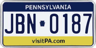 PA license plate JBN0187