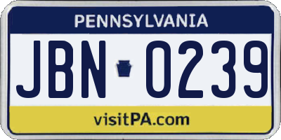 PA license plate JBN0239